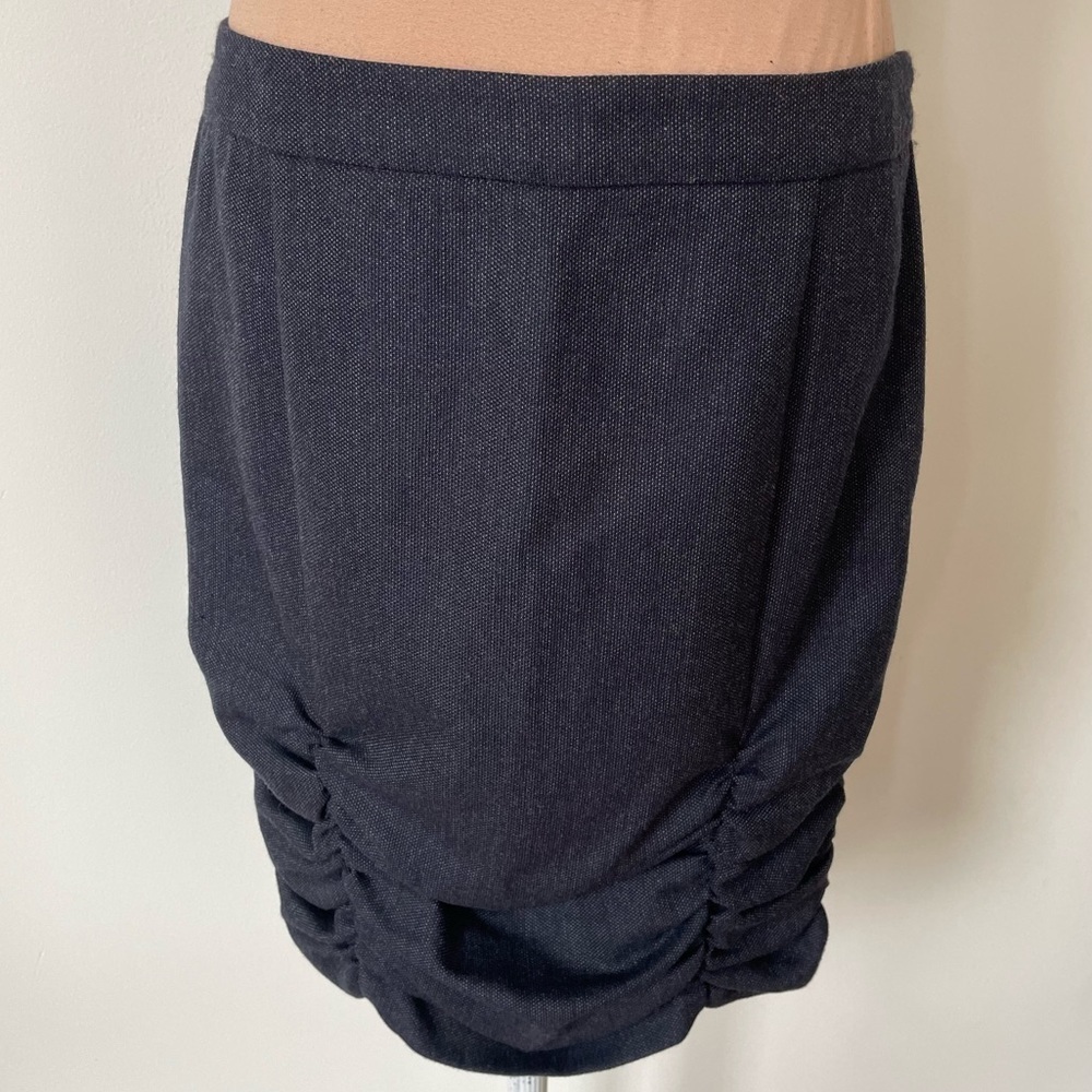 Love Moschino Vintage Y2K Wool Black Gray Stitch Ruched Mini Pencil Skirt EUC 6